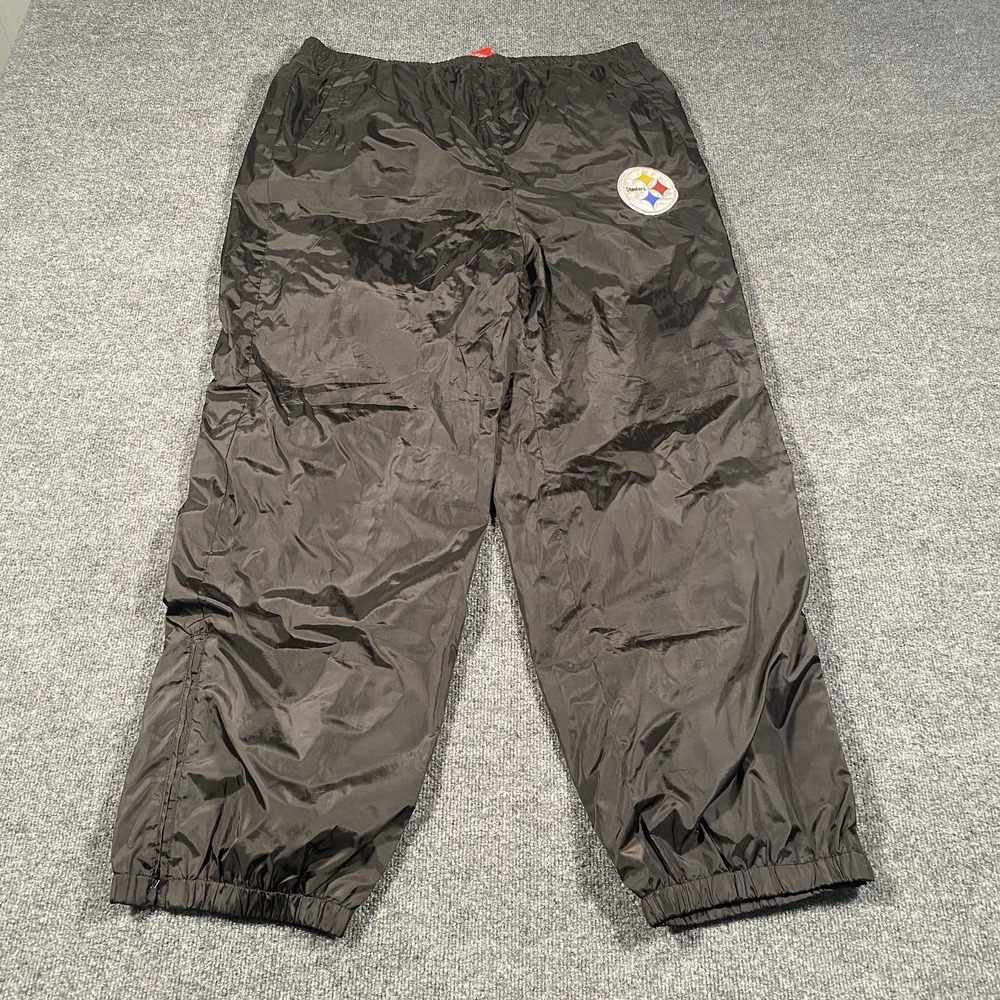 Vintage Y2K Pittsburgh Steelers Wide Leg Loose Baggy Windbreaker Pants Mens 2XL